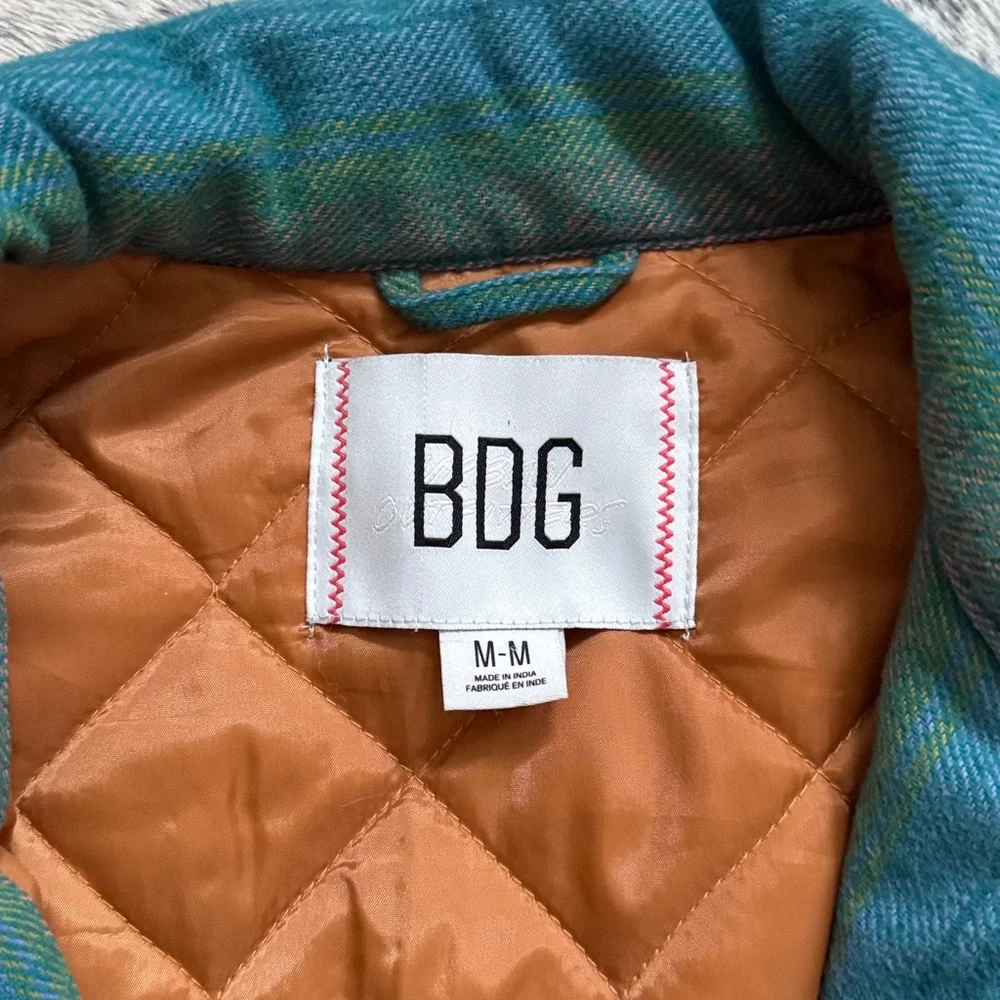 BDG Urban Outfitters Teal Stripped Quilted Jacket Medium - Picture 2 of 4